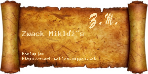 Zwack Miklós névjegykártya